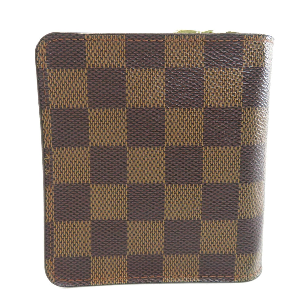 Louis Vuitton Wallet Canvas Bi fold Brown Ebene Damier Compact Zip